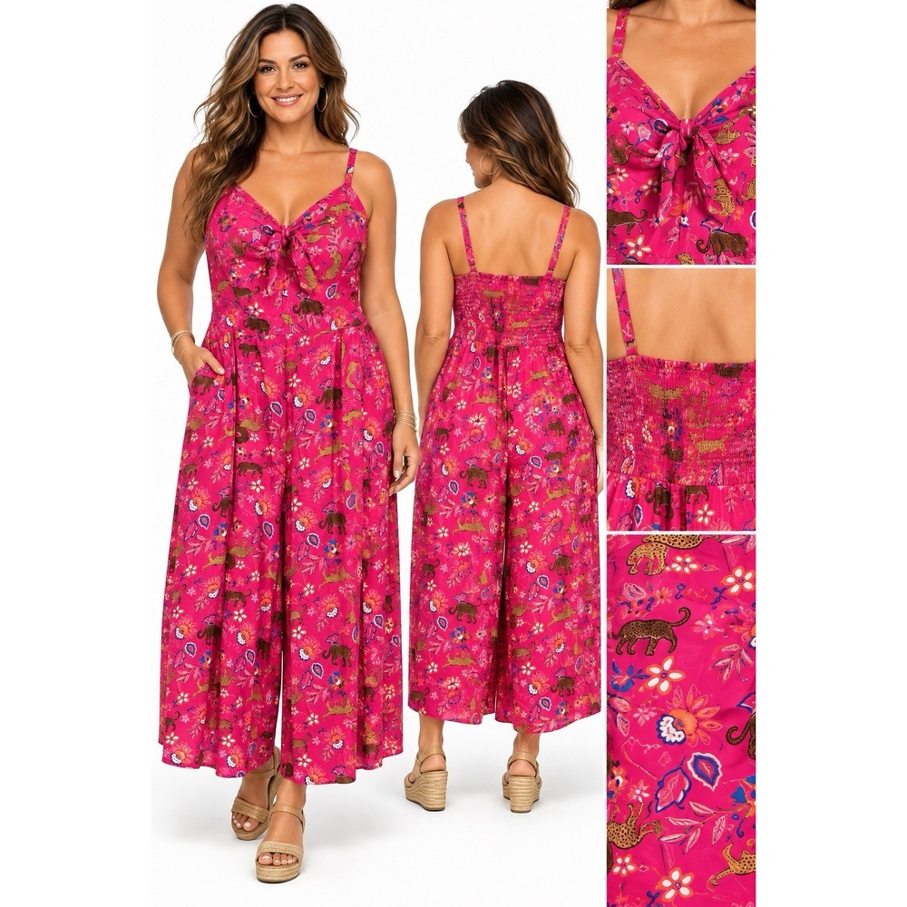Torrid Bright Pink leopards Jungle Romper Size 2 18/20